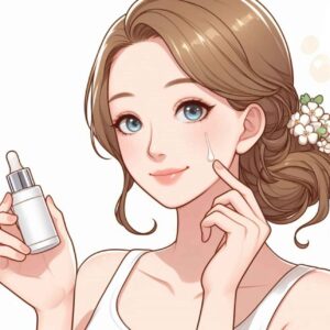 A woman in her 30s using a serum to maintain healthy, combination skin.