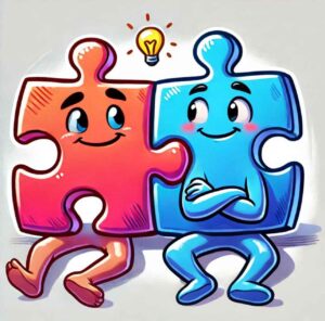 Two mismatched puzzle pieces representing acceptance of differences in friendships.