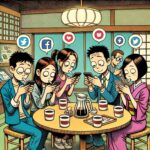Friends scrolling through social media, illustrating the impact of curated online images on real-life friendships.