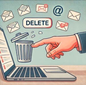 Deleting unnecessary emails to declutter inbox.