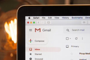 Organized workspace with a clean email inbox, symbolizing email management and productivity.