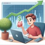 An image showing money management where a young adult starting early with investments to grow wealth over time.