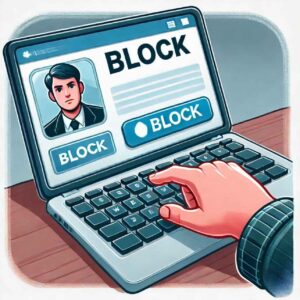 Blocking an online basher on social media.