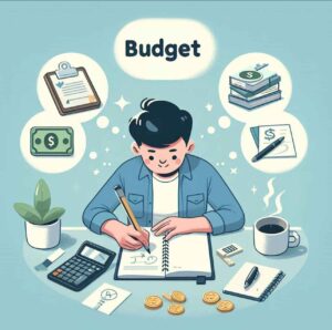 Person creating a budget plan to save money without deprivation.