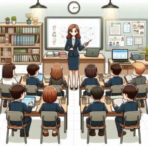 A well-organized classroom showing effective classroom management.