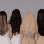 Four women showcasing different healthy hair lengths and styles.