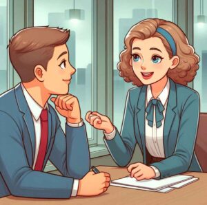 Job candidate showing empathy and communication skills.
