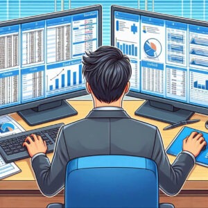 Double-checking financial data for accuracy in reports.