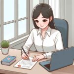 Candidate writing a thank-you note after an interview.
