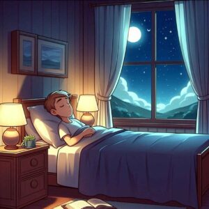 Peaceful bedroom setup designed to promote better sleep.
