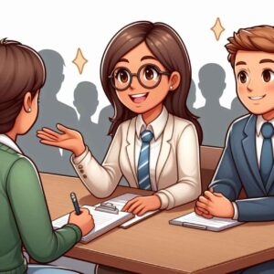 Teacher asking a question during an ECE job interview.