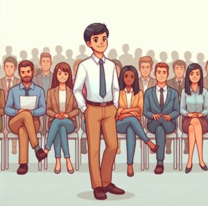 A standout applicant among a group, showing soft skills having a high chance to get hired fast.